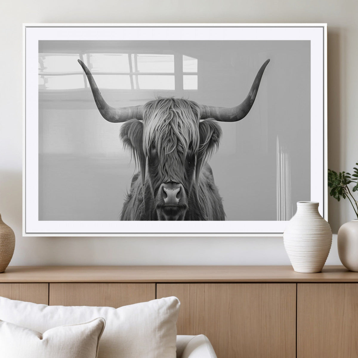 Farmhouse Longhorn Wall Art Canvas Print, Longhorn Texas