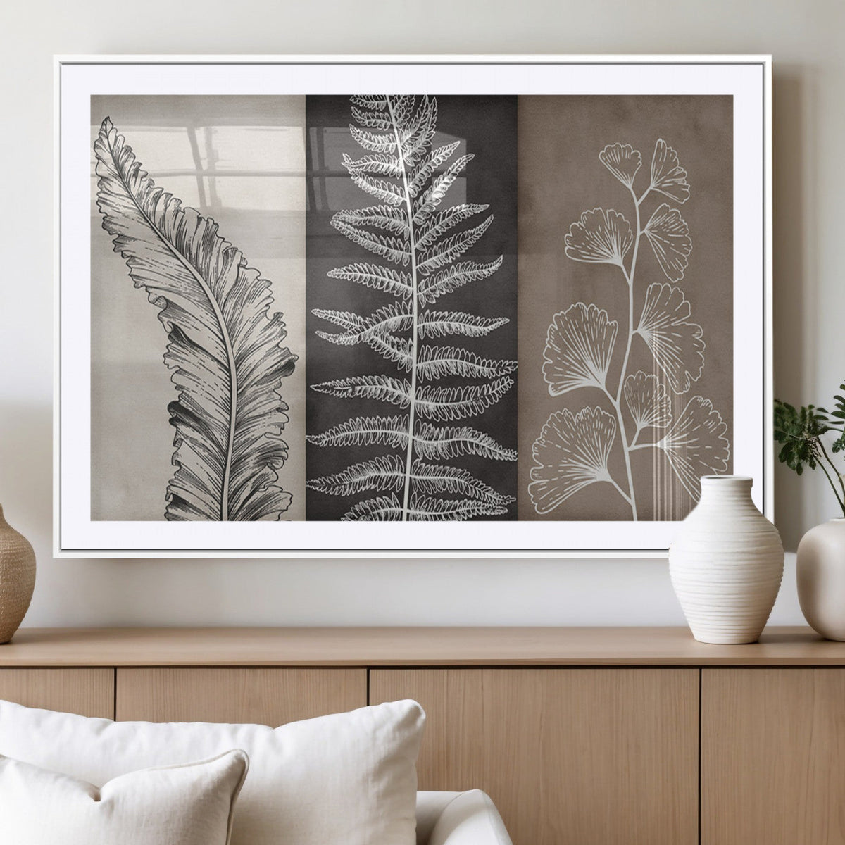 Minimalist Botanical Wall Art Canvas Print, Framed and Ready