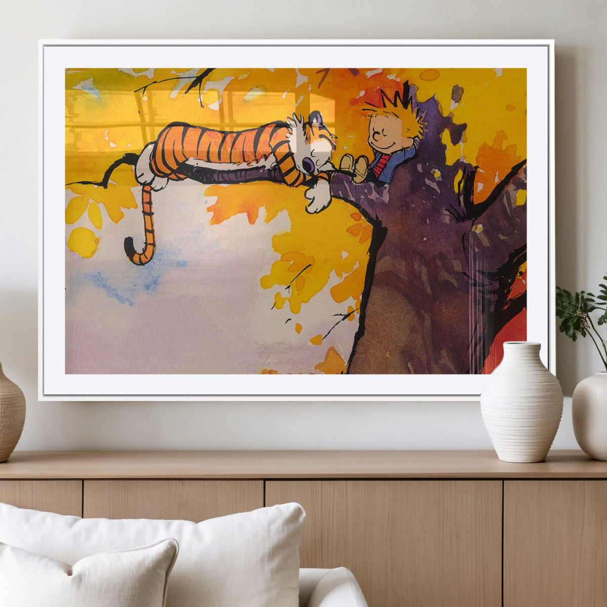 Calvin and Hobbes Tree Scene Canvas Print | 3 Panel Large
