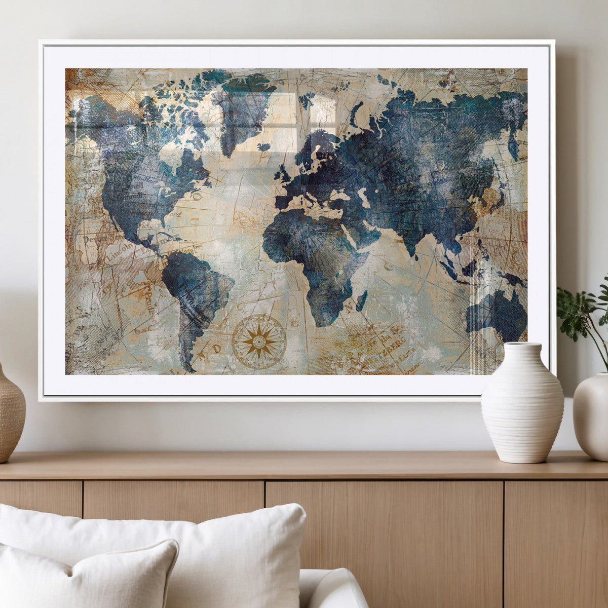 World Map Canvas Print – Framed Wall Art for Couples,