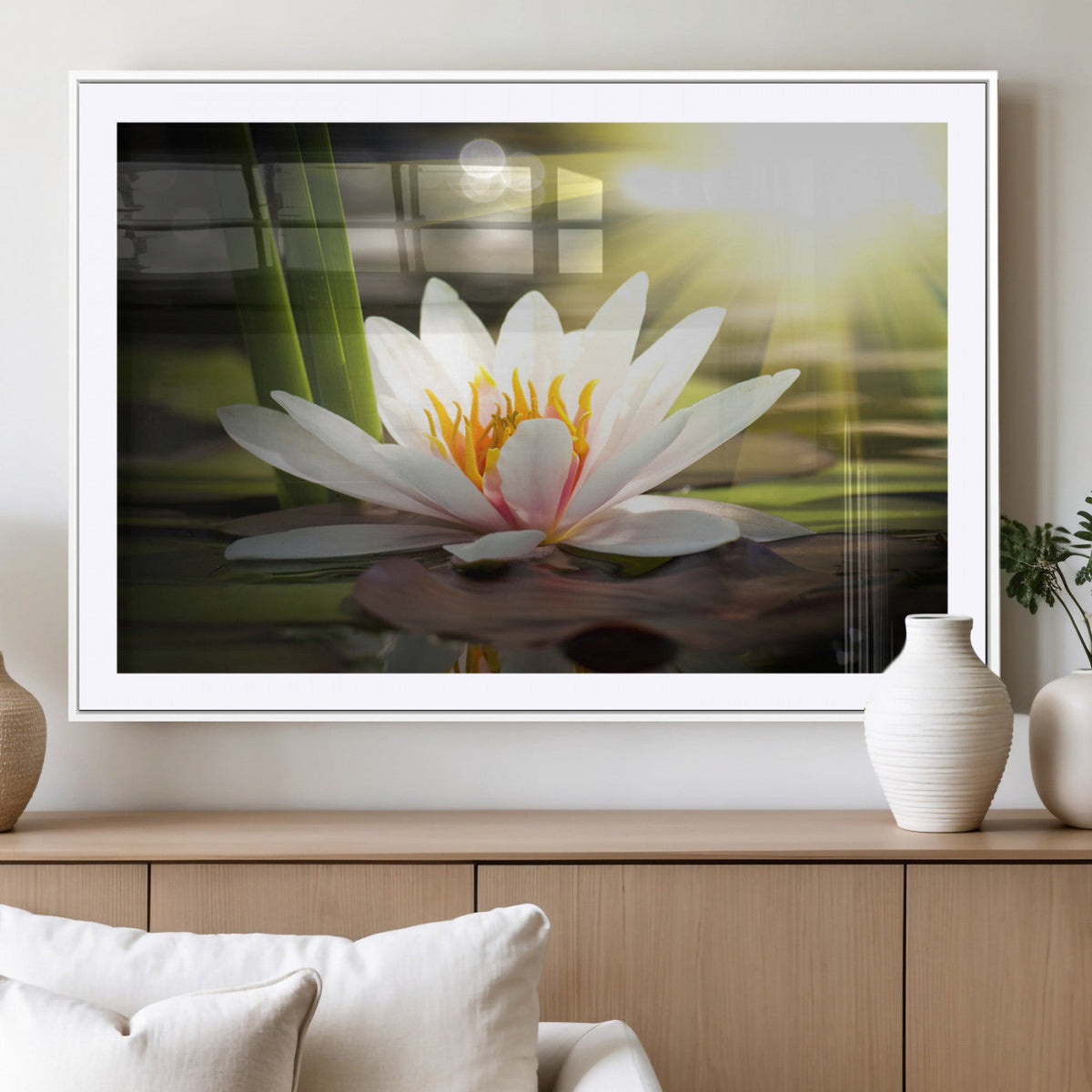 Lotus Flower Wall Art Canvas Print, Water Lily Large Wall