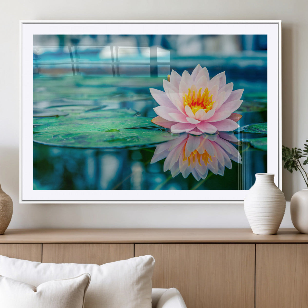 Lotus Flower Wall Art Canvas Print, Water Lily Large Wall
