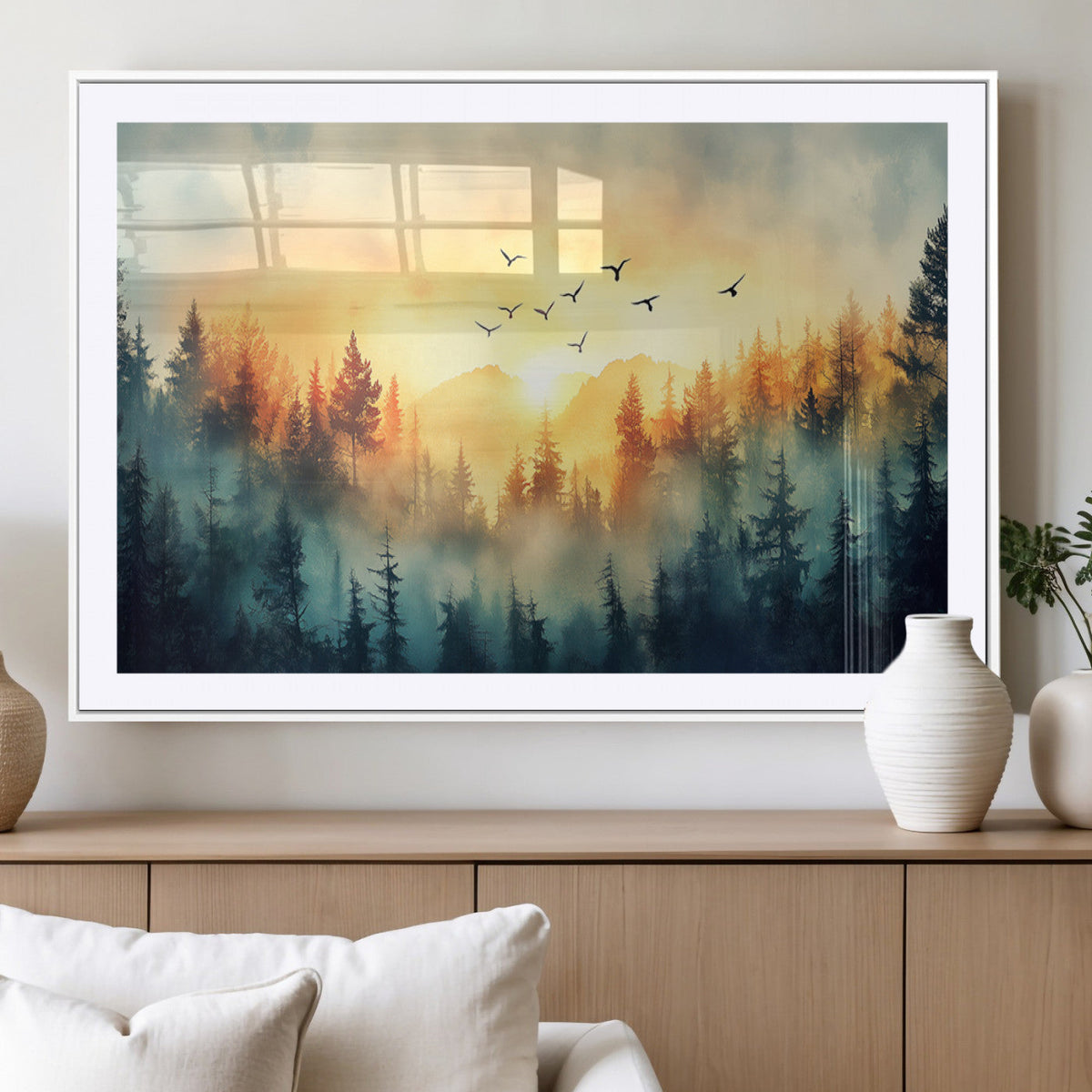 Abstract Forest Wall Art Print- Serene Nature Canvas Print