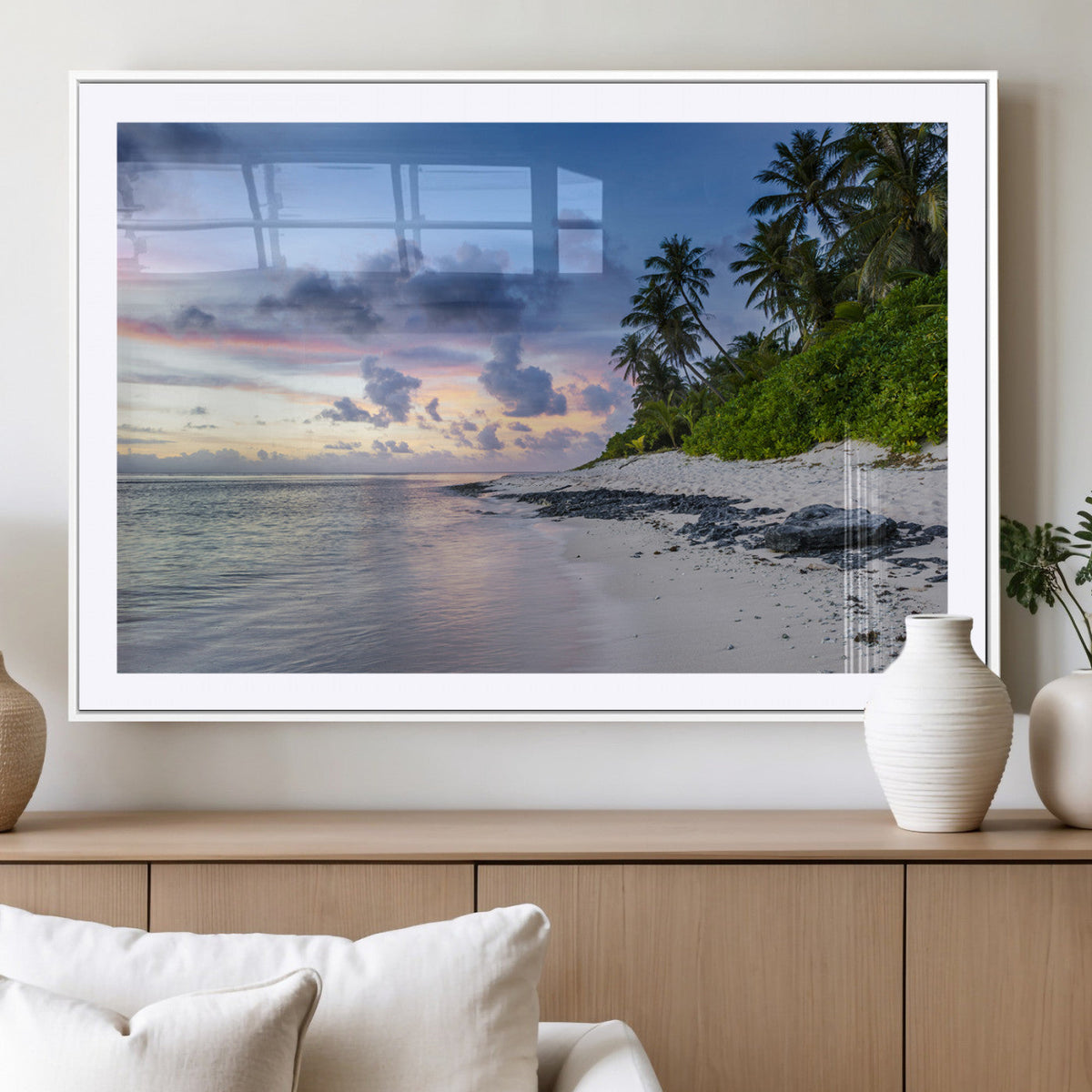 Tropical Beach Wall Art Canvas Print – Framed Sunset Glow