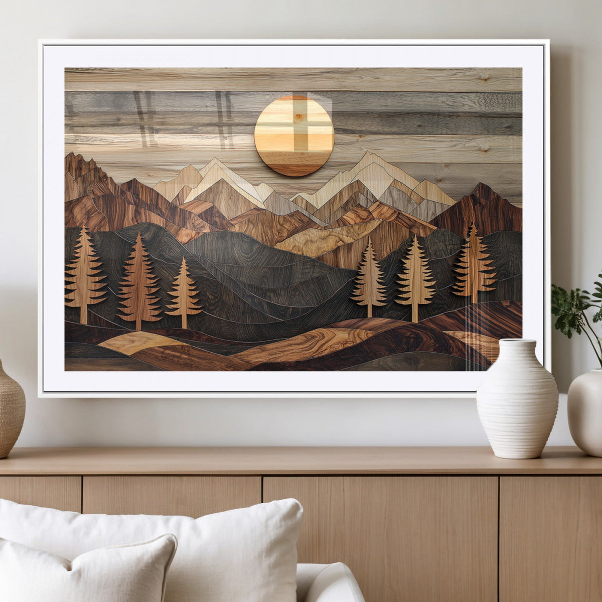Wood Mountain Wall Art Canvas Print – Layered Forest and