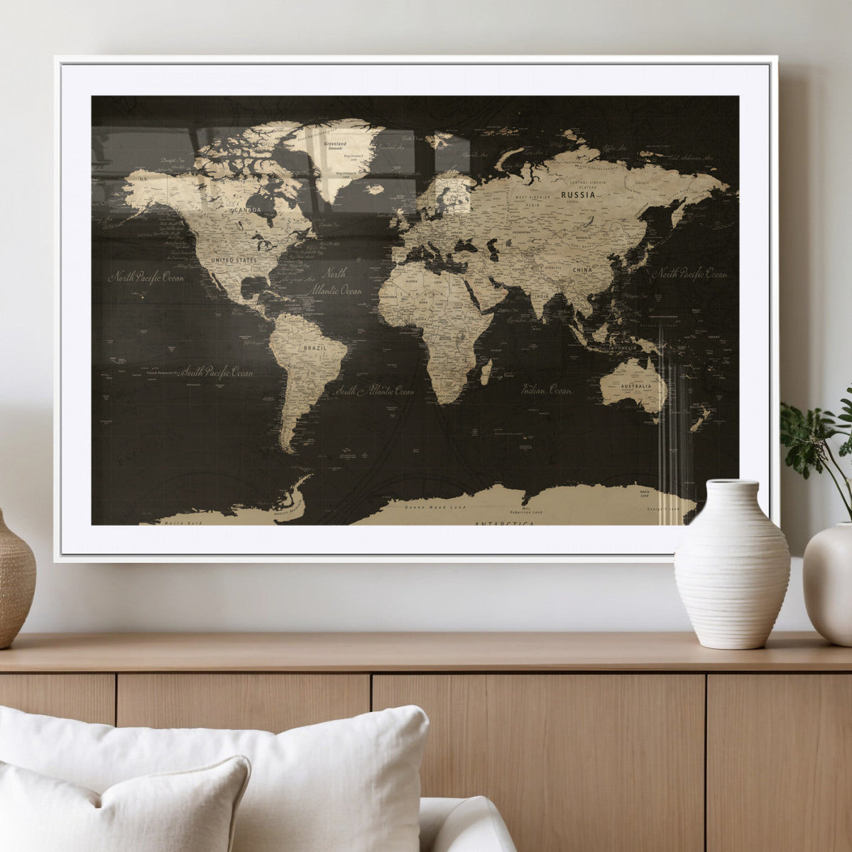 World Map Canvas Print – Framed World Map Wall Art for
