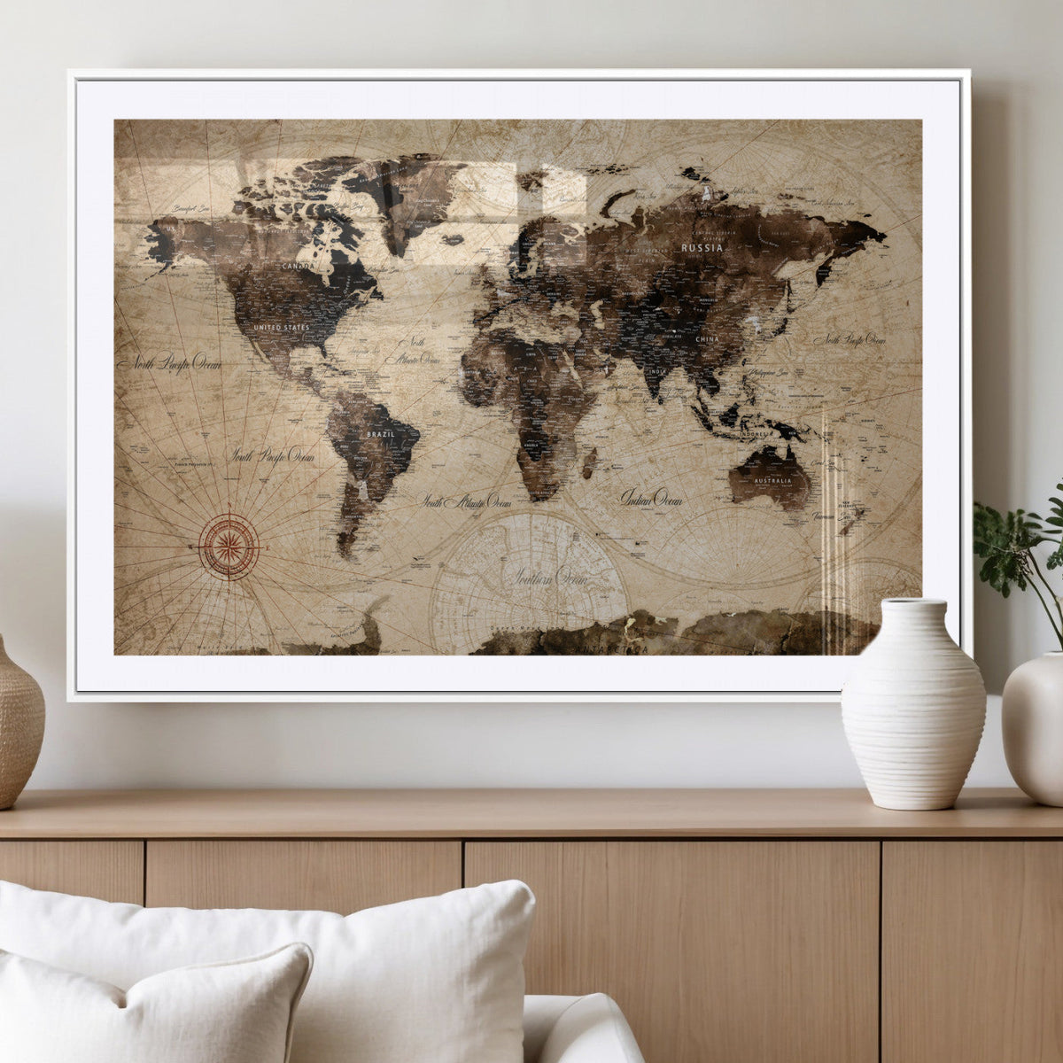 World Map Wall Art Canvas Print