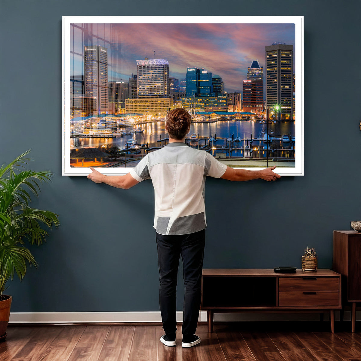 Baltimore Skyline Wall Art Canvas Print, Baltimore Downtown