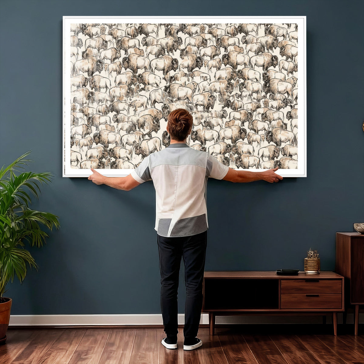 American Bison Canvas Print - Abstract Buffalo Wall Art