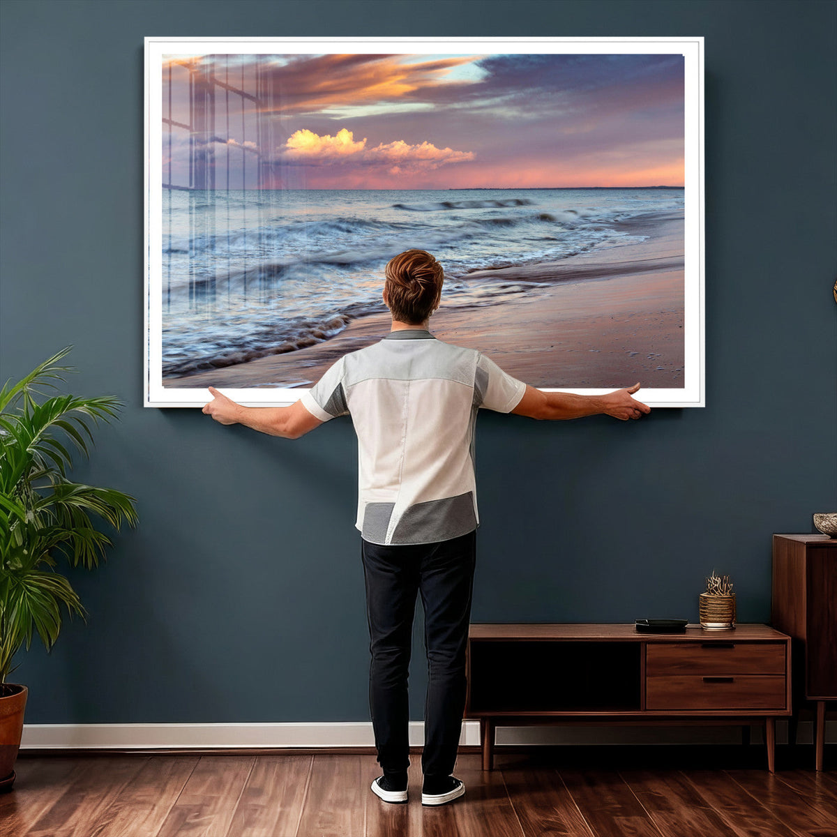 Ocean Sunset Wall Art Canvas Print – Coastal Beach