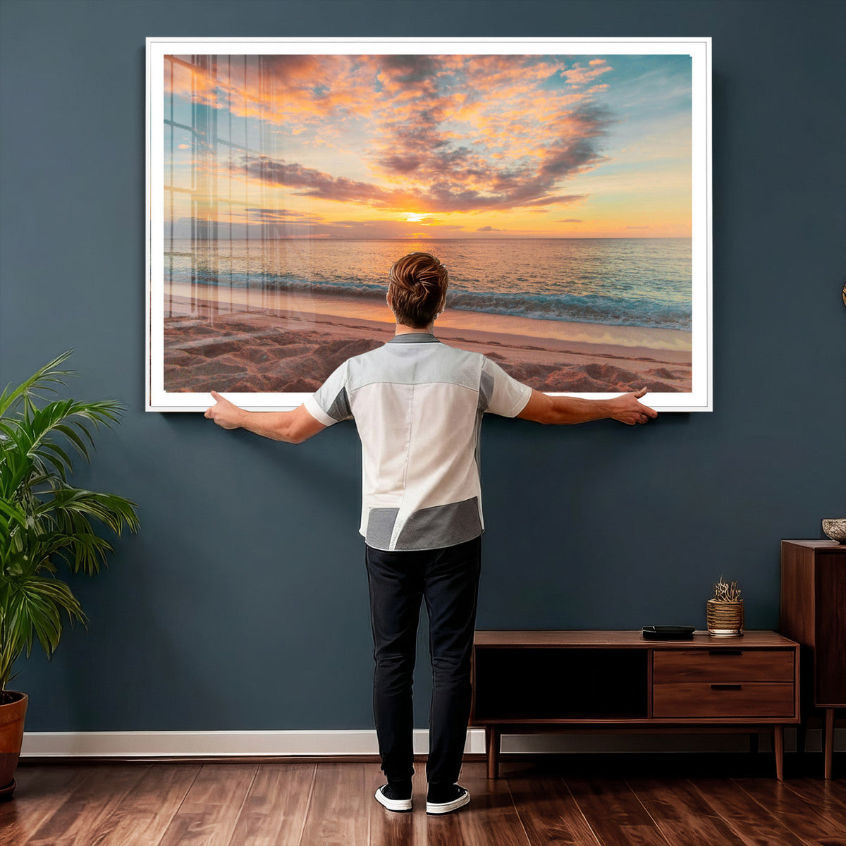 Sunset Beach Wall Art Canvas Print – Soft Coastal