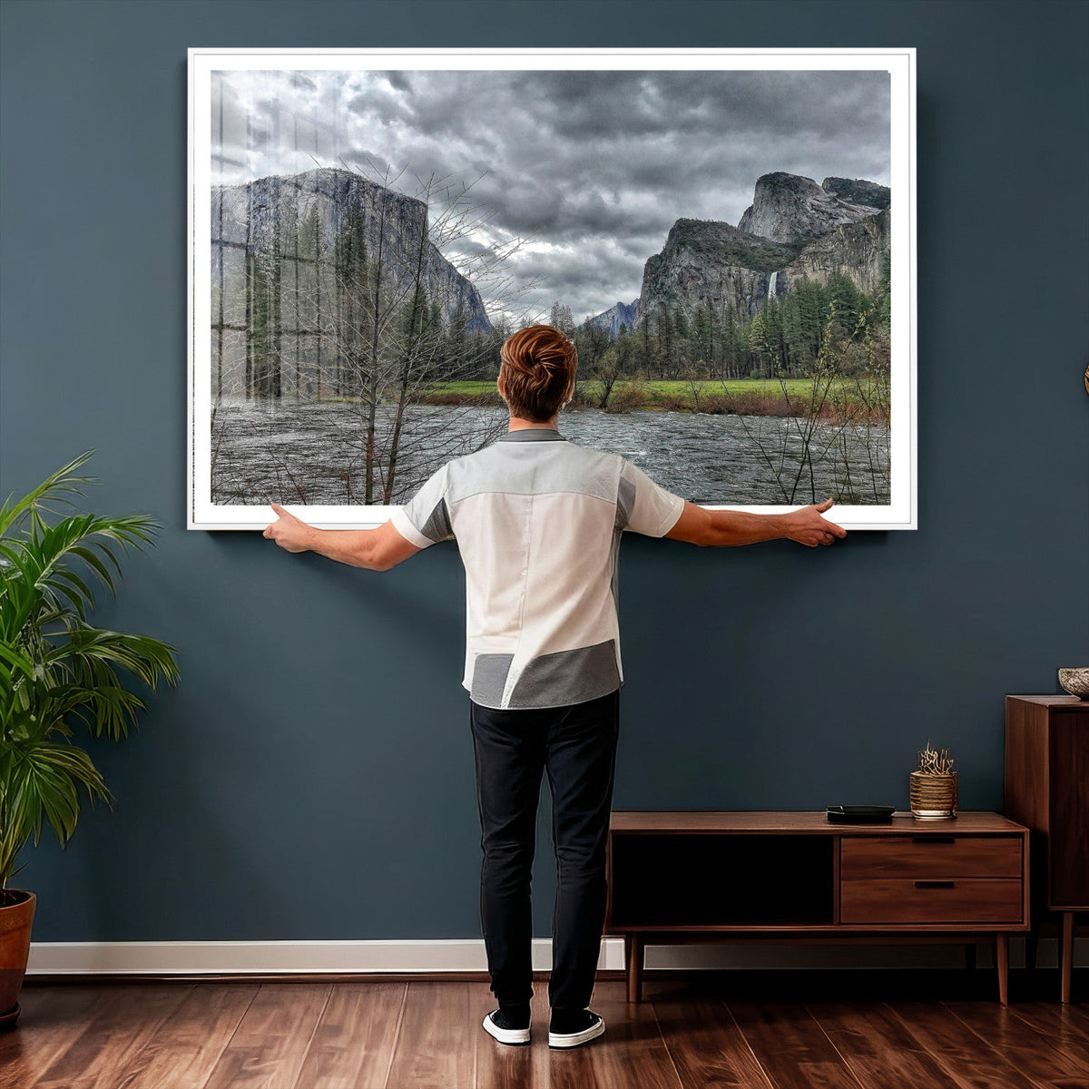 Yosemite Valley River Wall Art Canvas Print, Granite Cliffs