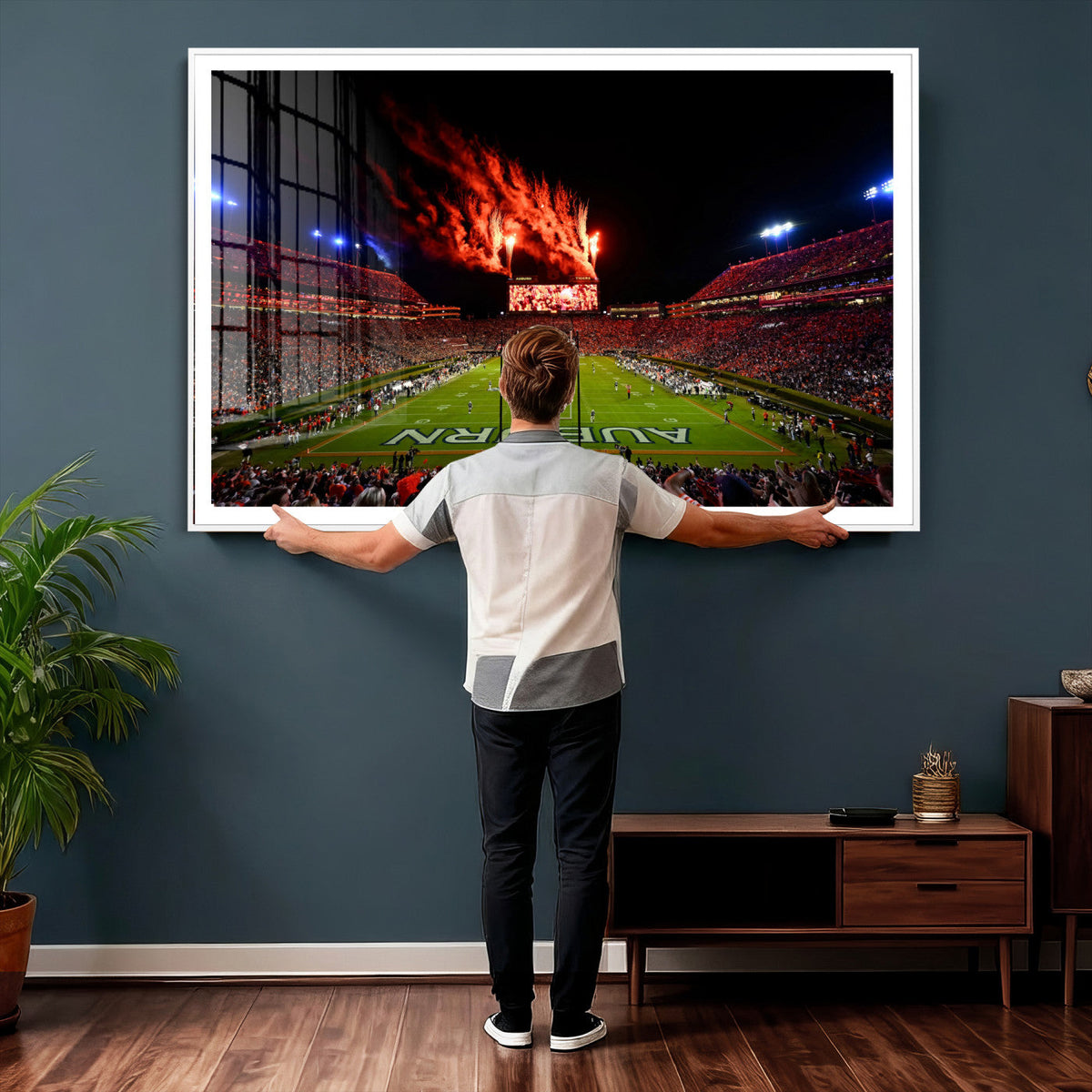 Auburn Stadium Wall Art Canvas Print, College Football Night