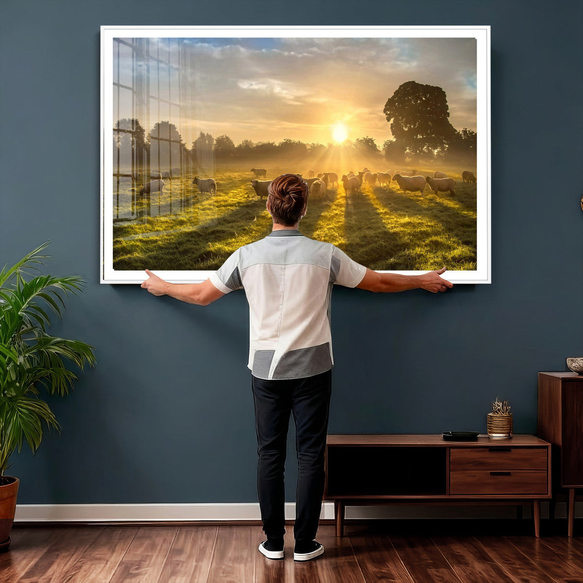 Sheep Wall Art Canvas Print – Rural Farm Animal Artwork