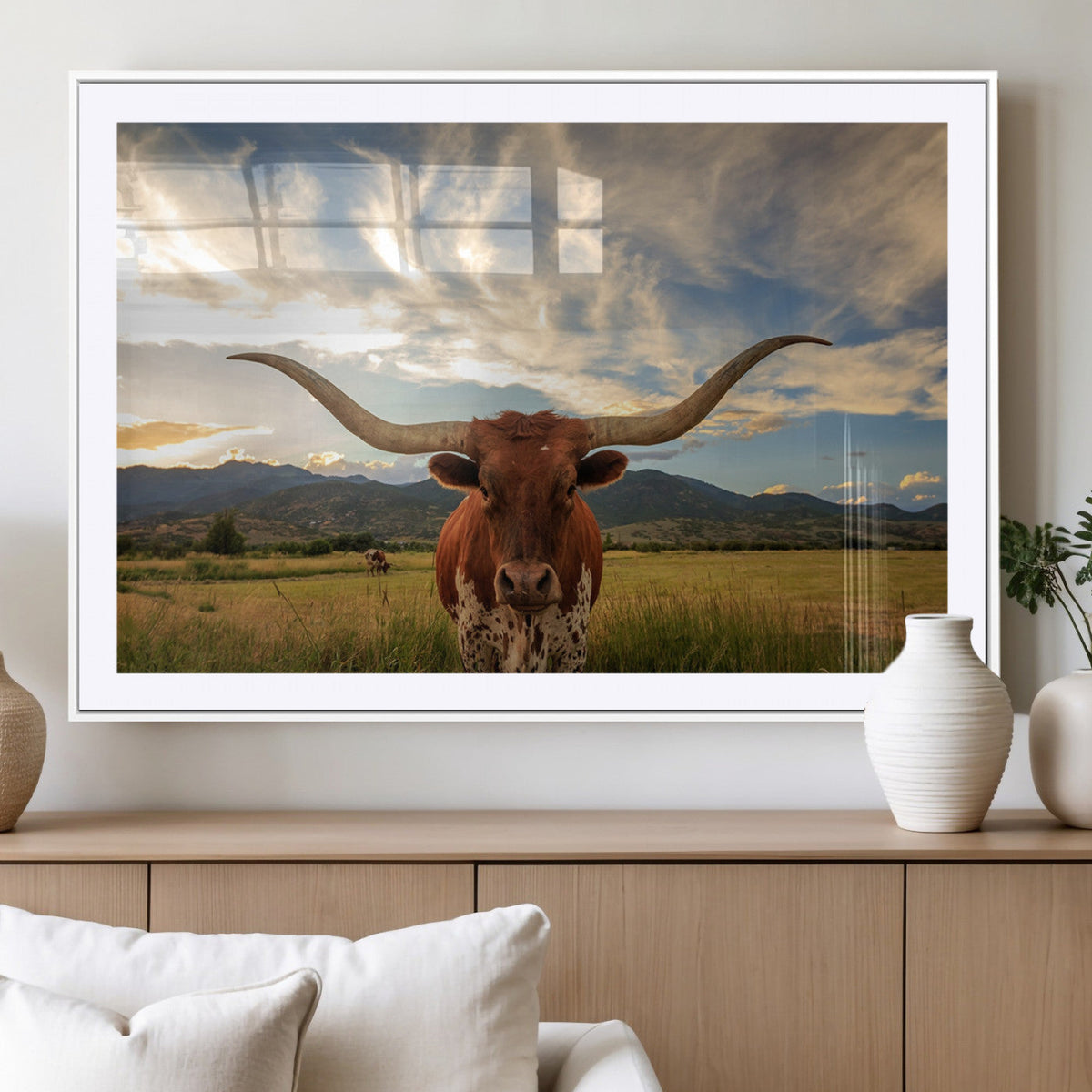 Texas Longhorn Canvas Wall Art – Majestic Triptych Animal