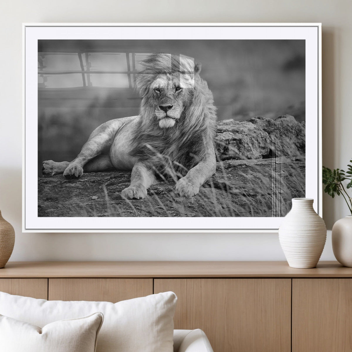 King Forest Lion Wall Art Canvas Print – Framed Majestic