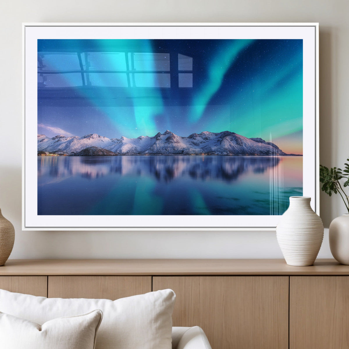 Northern Lights above Mountain Wall Art, Northern Lights