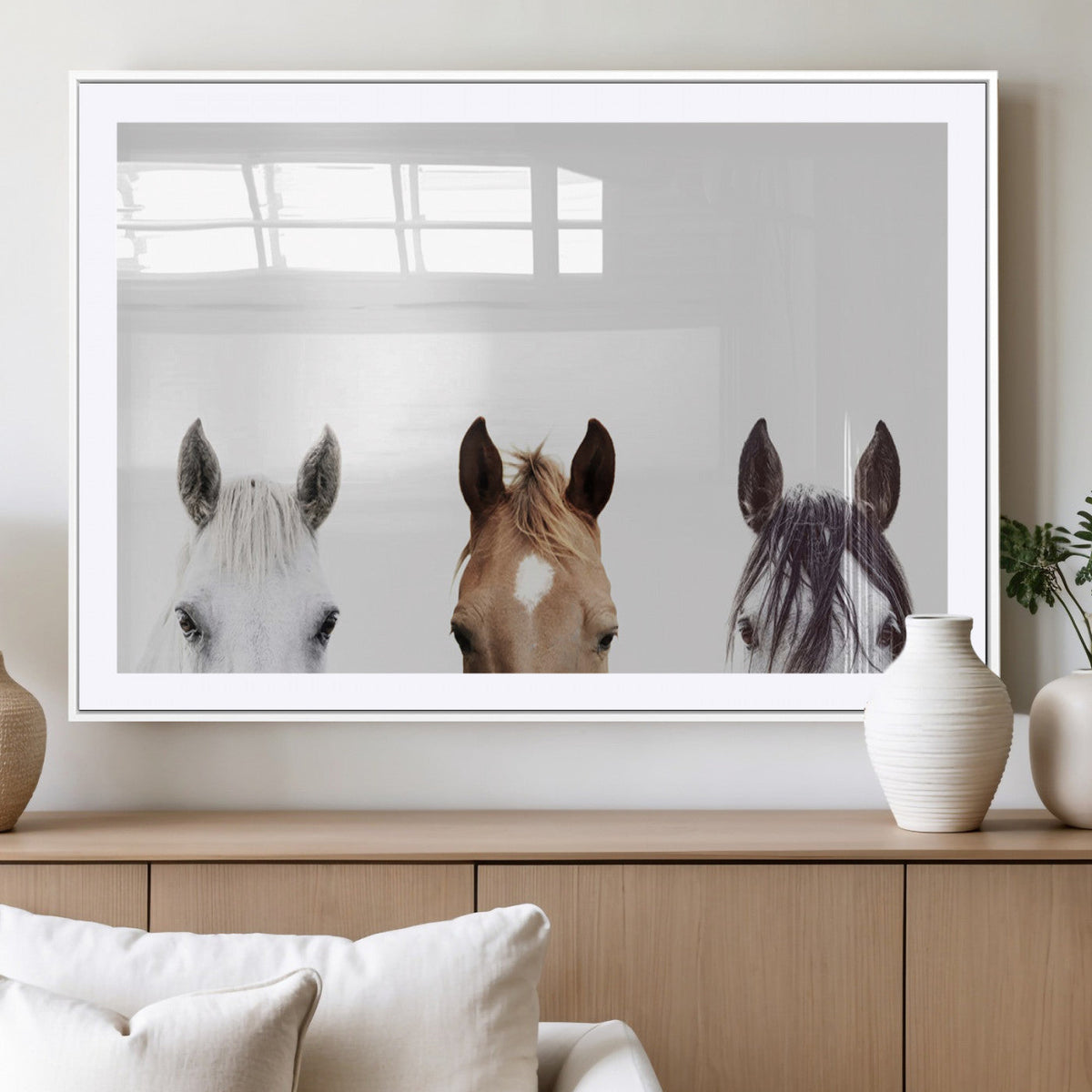 Horse Prints Set, Set of 3 Horse Wall Art, Horses Portraits,