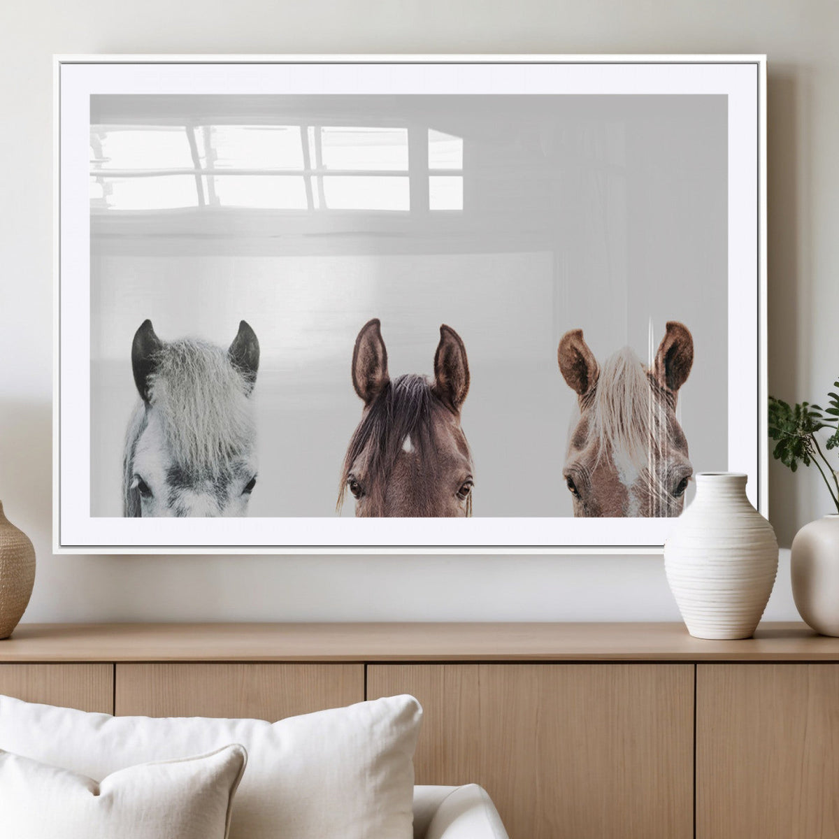 Horse Wall Art - Minimalist Horse Triptych Wall Art – Modern