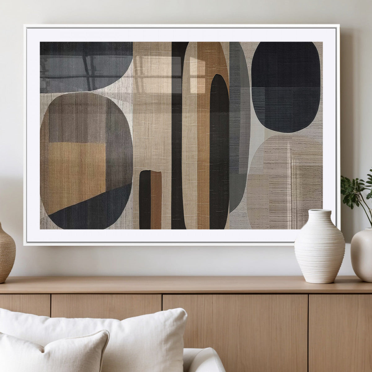 Abstract Minimalist Canvas Wall Art - Neutral Geometric