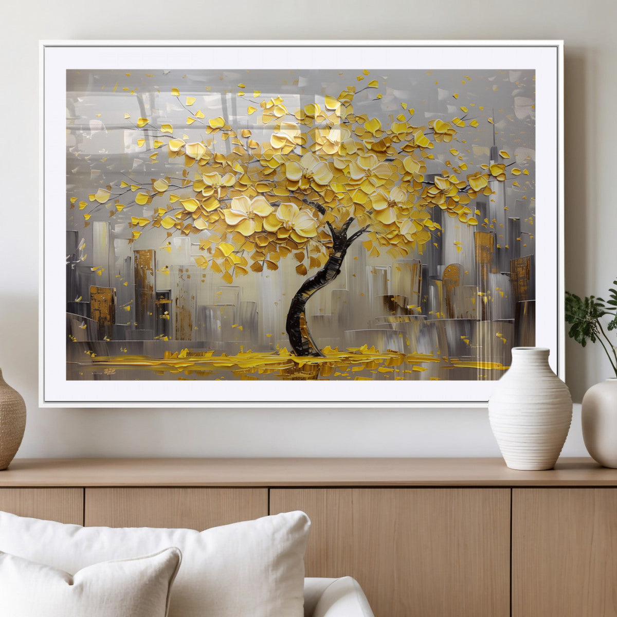 Golden Tree Canvas Print | Abstract Wall Art for Modern