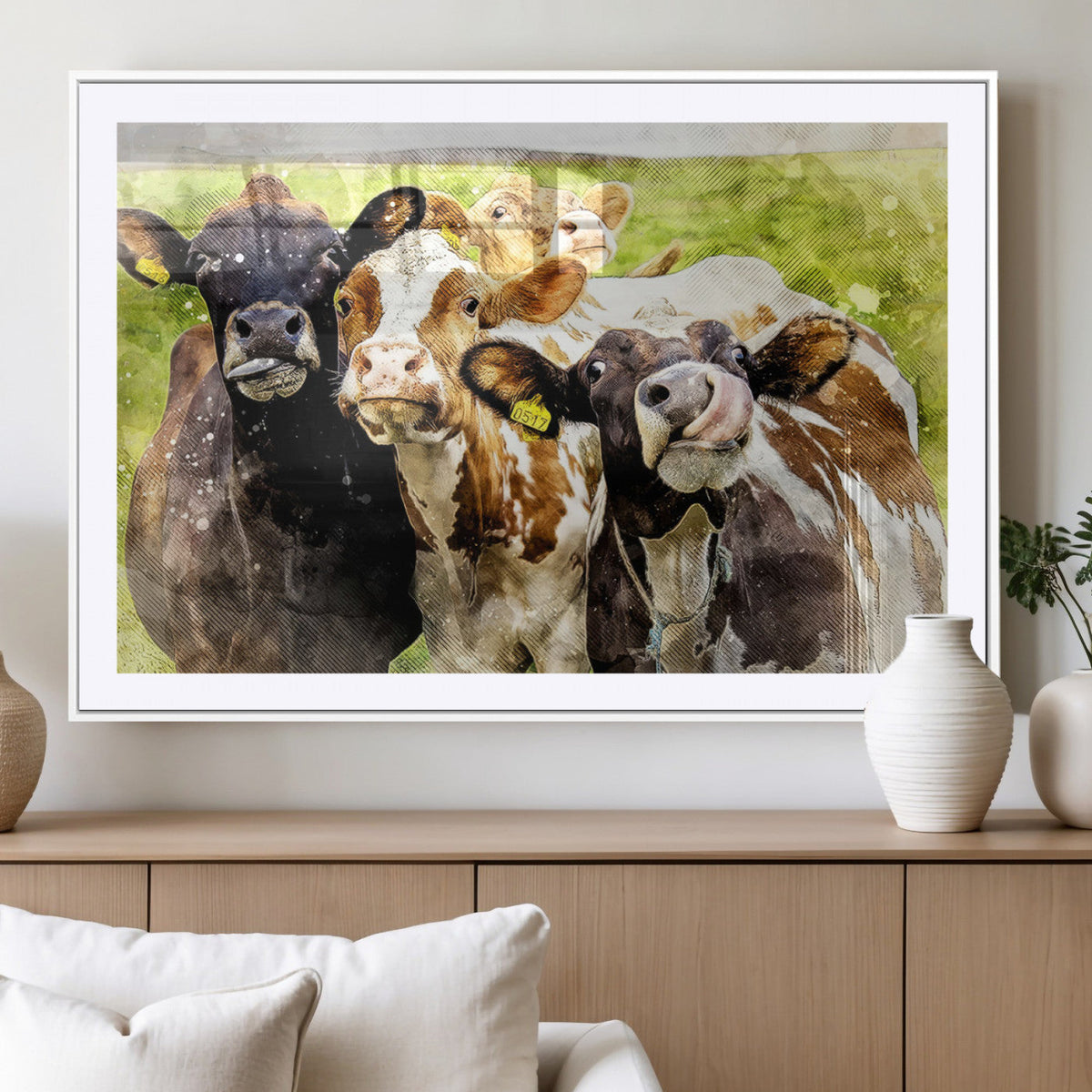 Curious Cows Farmhouse Wall Art | Ready to Hang and Framed