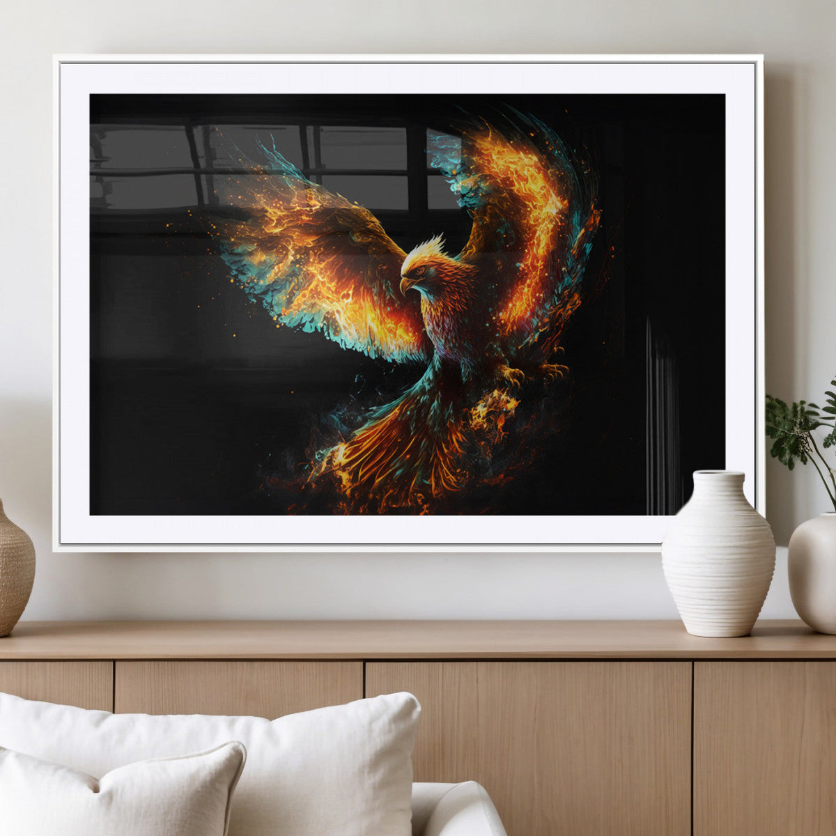 Fiery Phoenix Canvas Print | Ready to Hang Wall Art | Bold