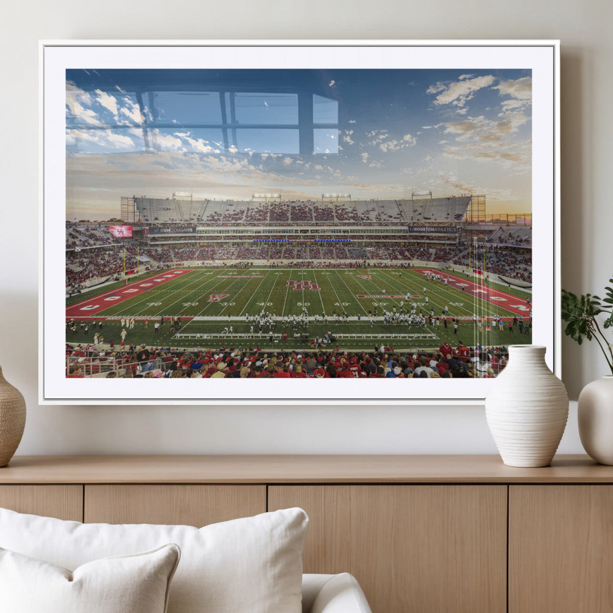 Framed Houston Cougars Football Team Print - Houston TDECU