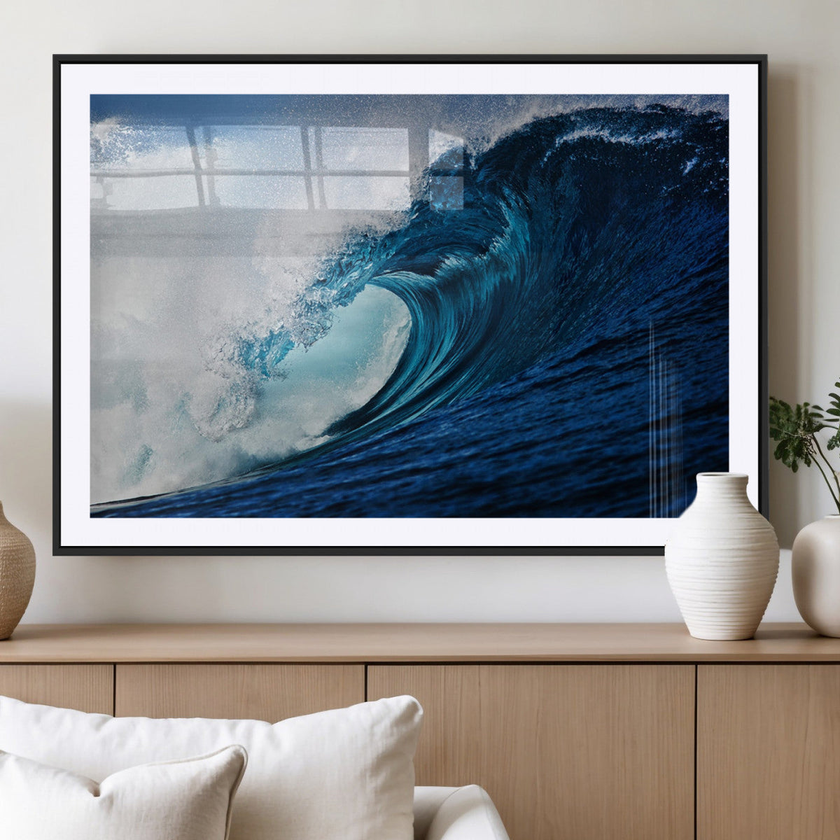 Ocean Wave at Sunset Canvas Art, Large Wall Print of Vibrant