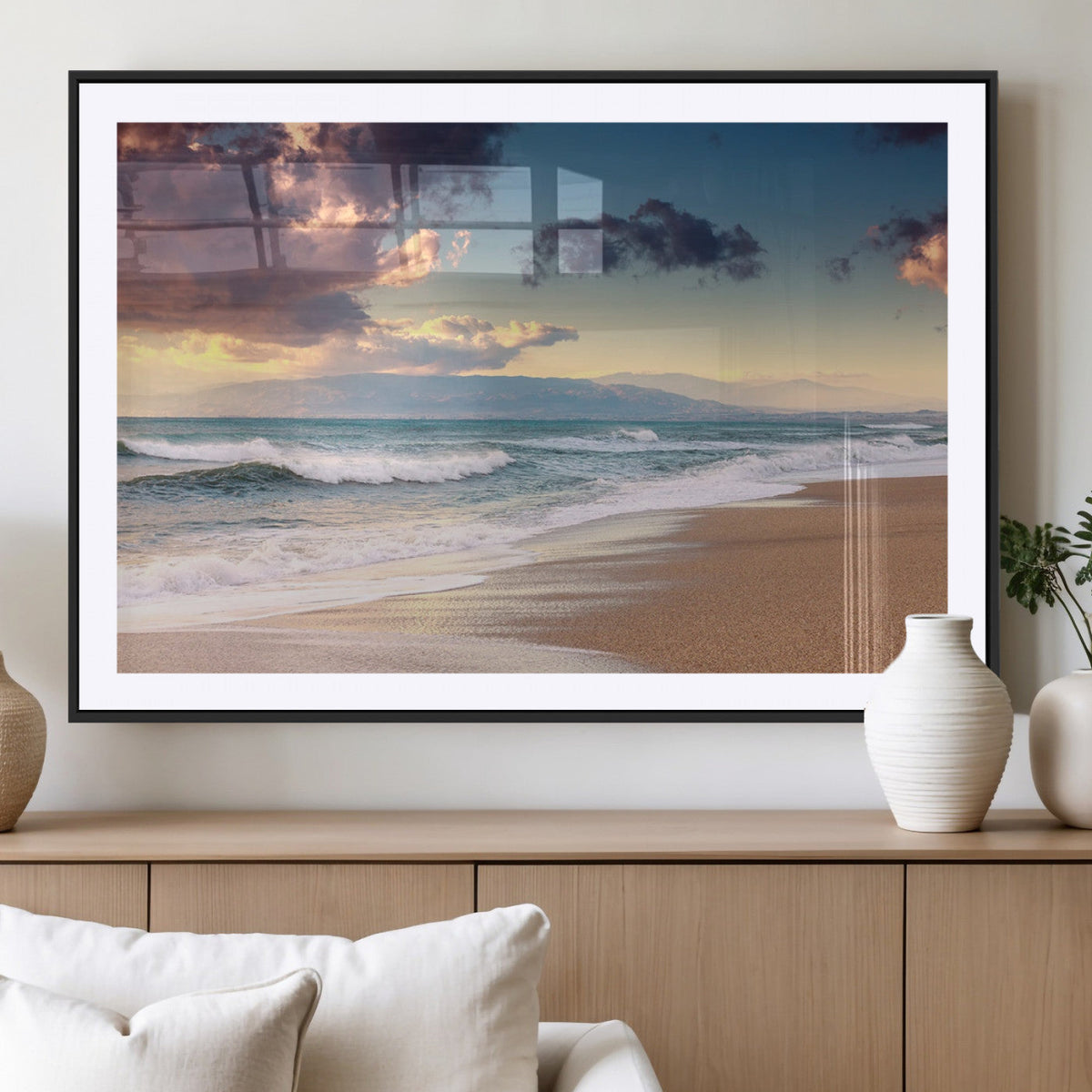 Cloudy Weather Beach Sunset Canvas Print | Sunrise Wall Art