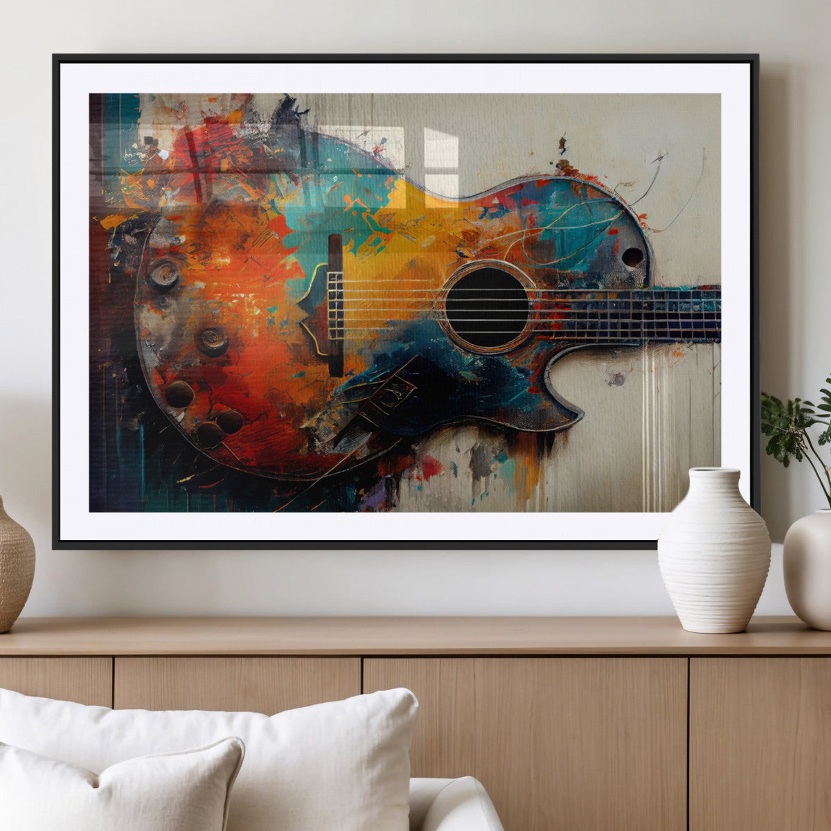 Abstract Guitar Wall Art Canvas | Vibrant Music-Inspired Art