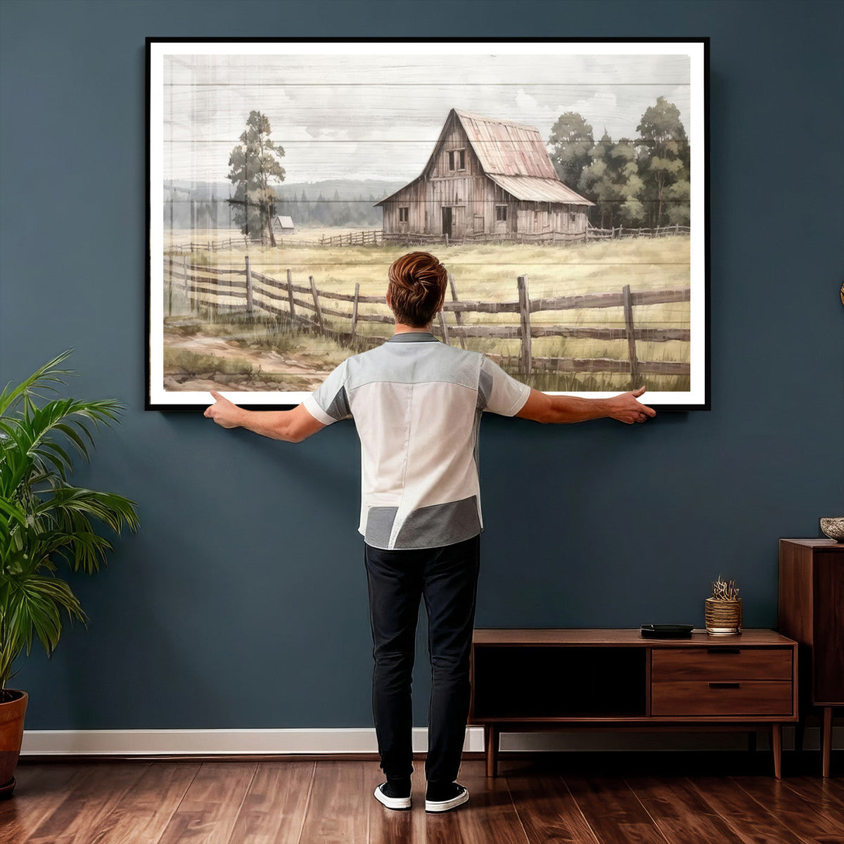 Rustic Farmhouse Barn Wall Art | 3-Panel Framed Gallery Wrap