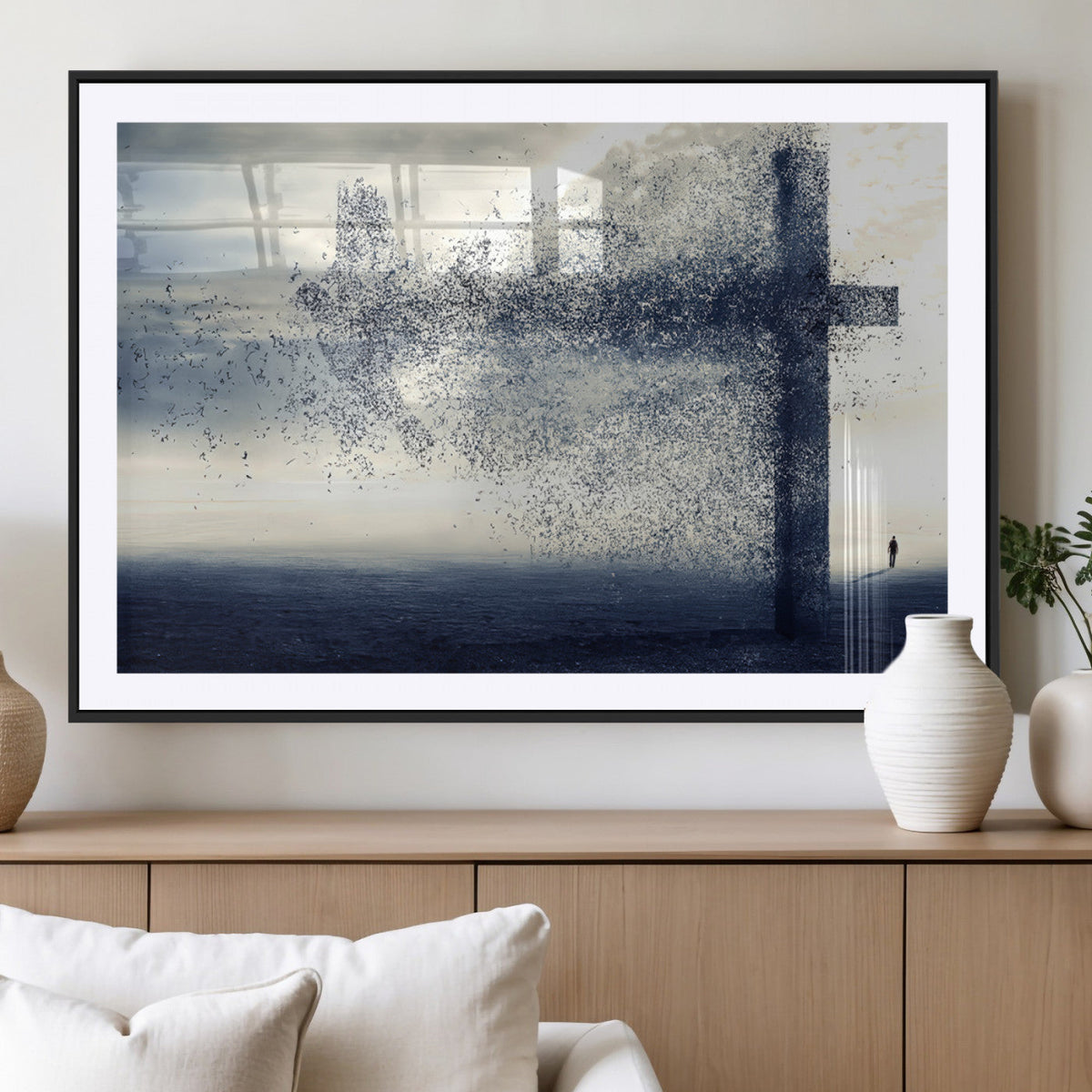 Jesus and the Fading Cross Wall Art Print – Symbol of Faith,