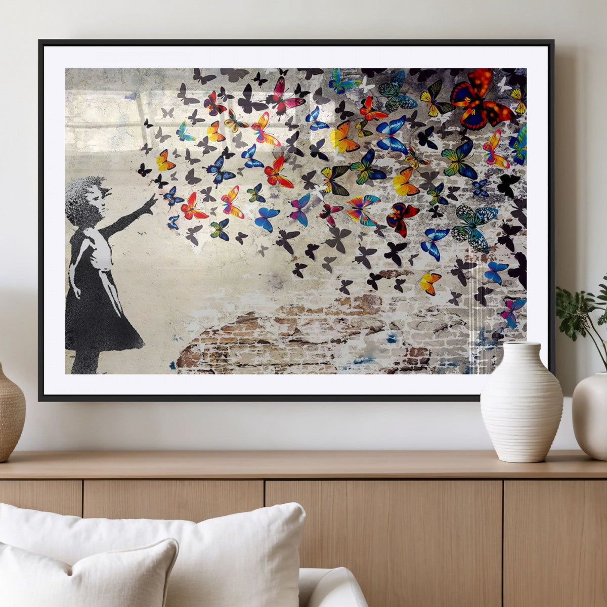 Banksy Graffiti Wall Art Canvas Print: Girl Releasing