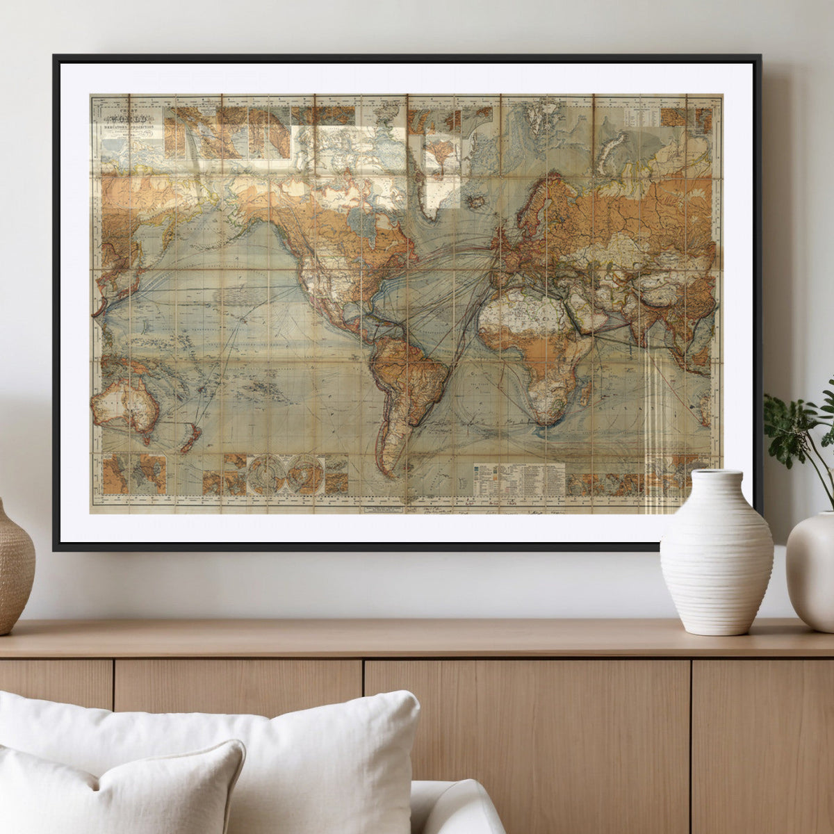 Push Pin World Map Canvas Print – Travel Tracker Wall Art
