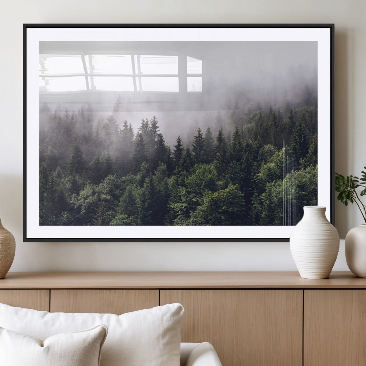 Misty Forest Wall Art | Foggy Forest Canvas Print | Large