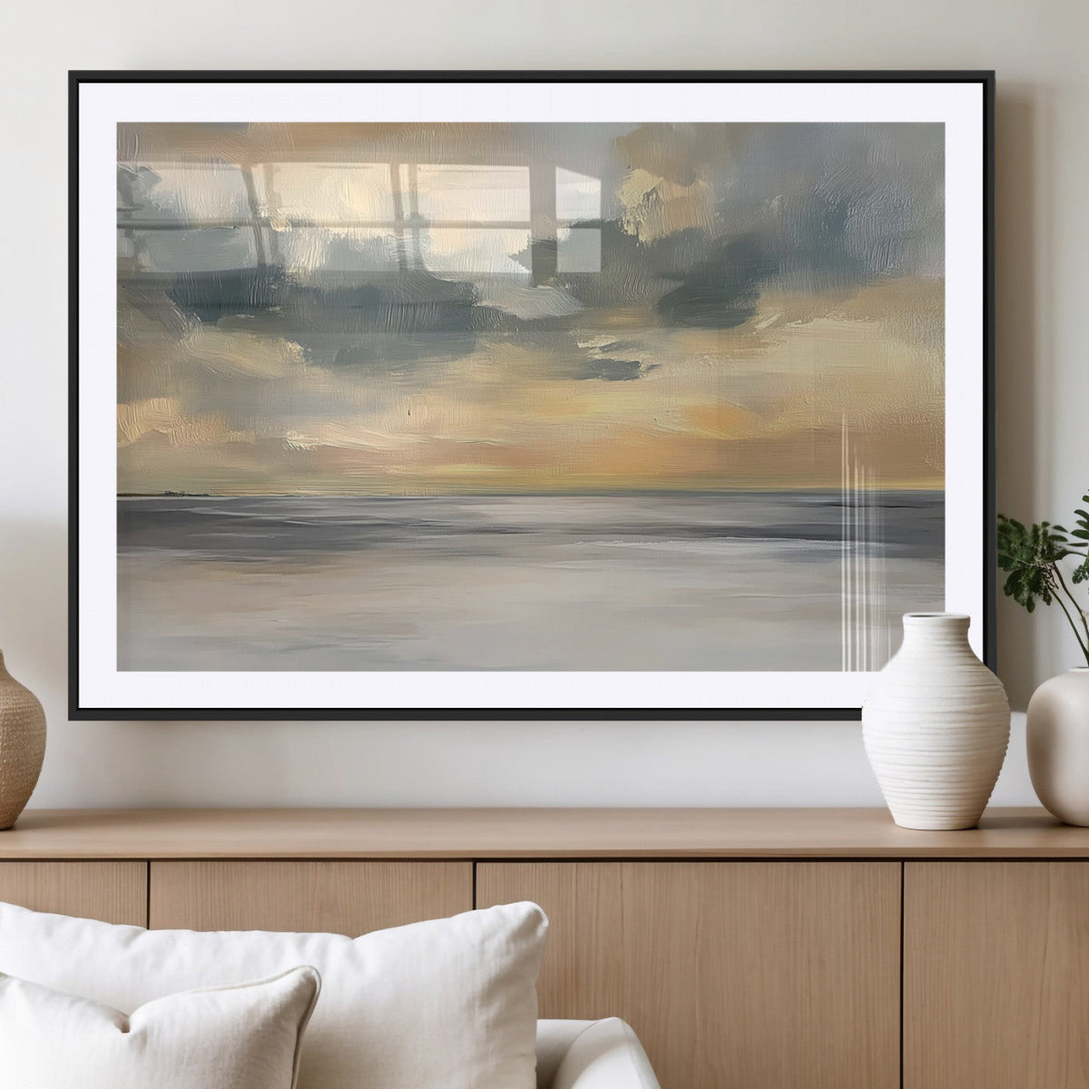 Modern Coastal Artwork with Vibrant Abstract Ocean Waves