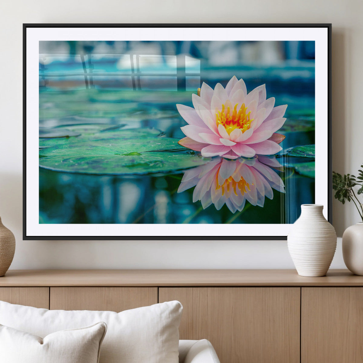 Lotus Flower Wall Art Canvas Print, Water Lily Large Wall