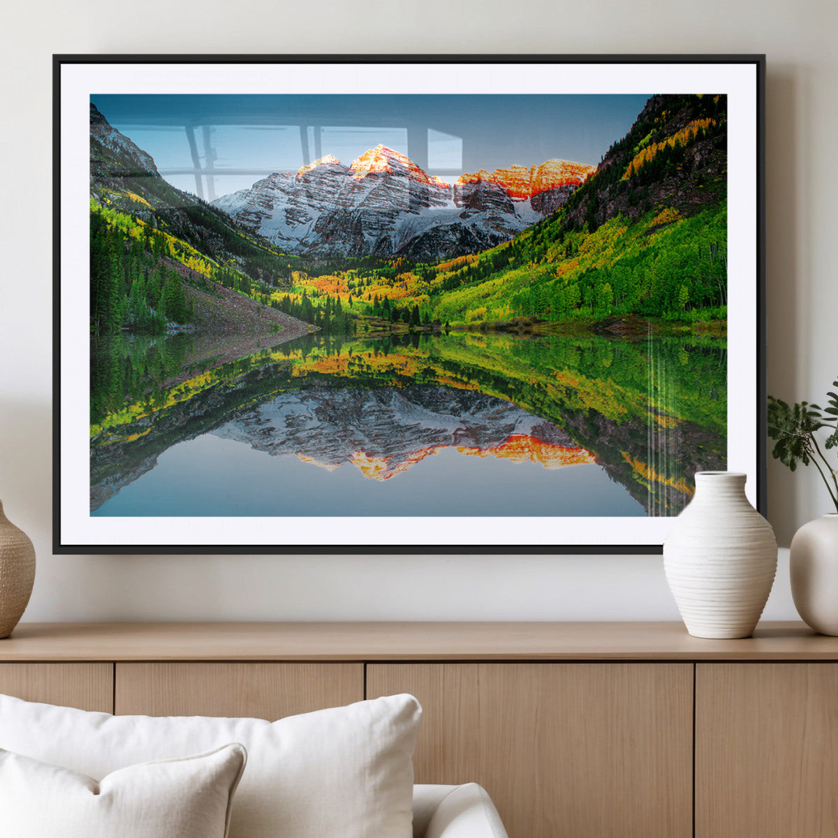 Maroon Bells Lake Wall Art Canvas Print – Framed Majestic