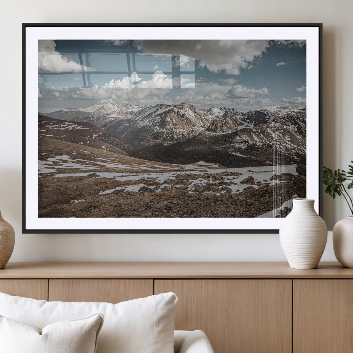 Mountain Landscape Wall Art Canvas Print – Framed Snowy