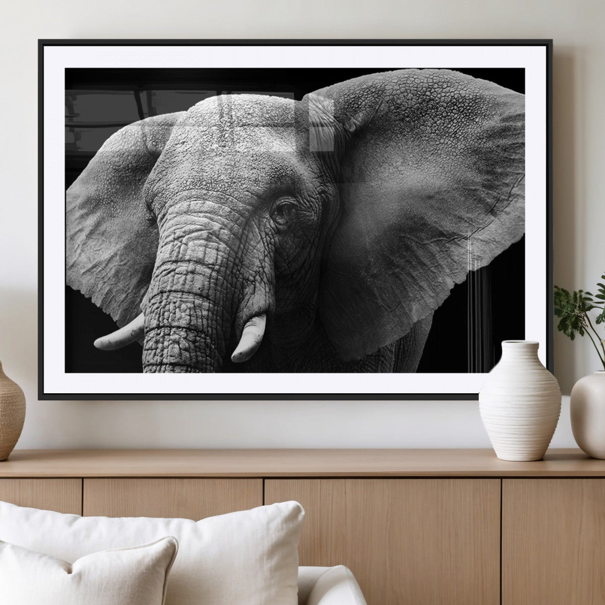 Big Elephant Close Up Wall Art Canvas Print