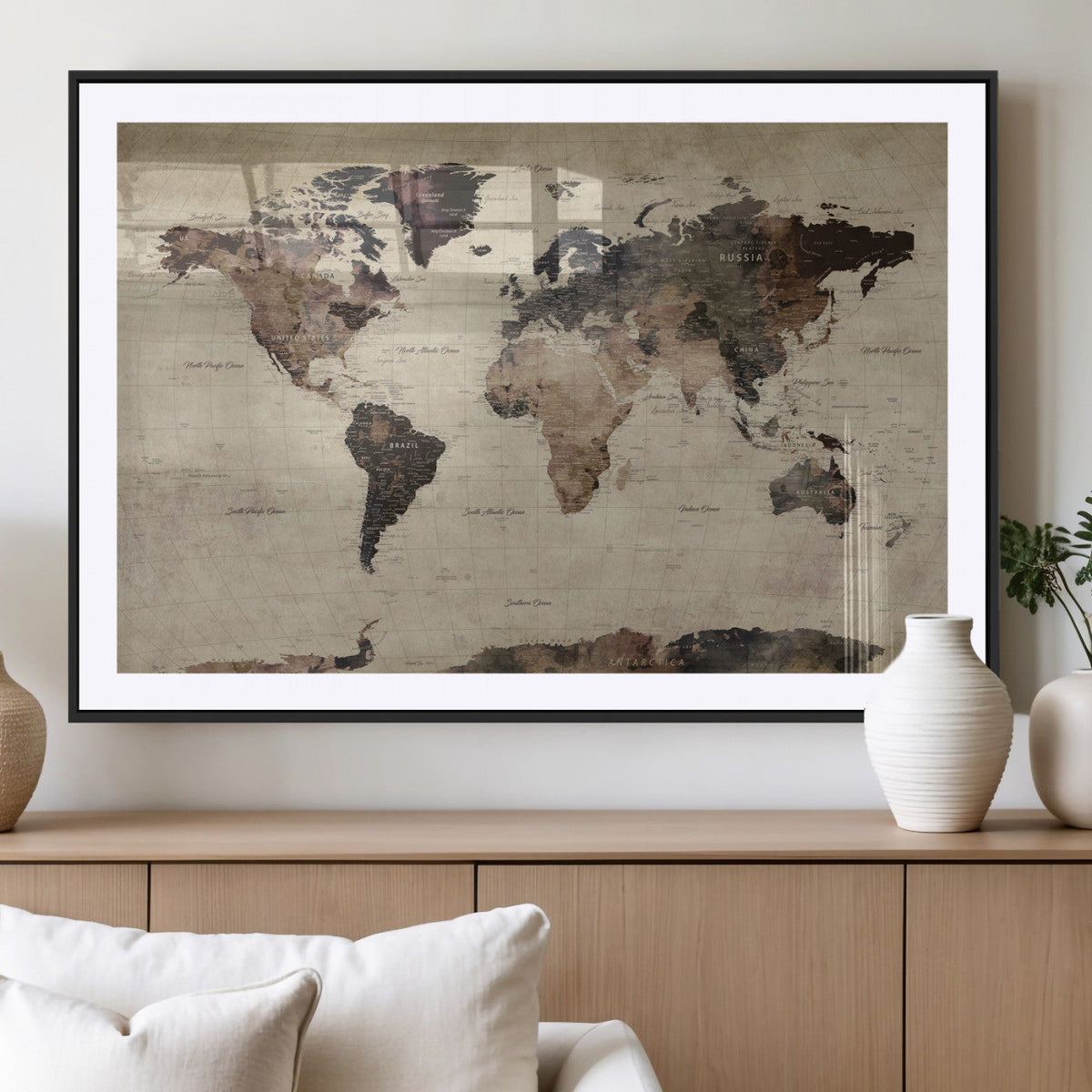 World Map Canvas Print – Detailed Map of the World Adventure