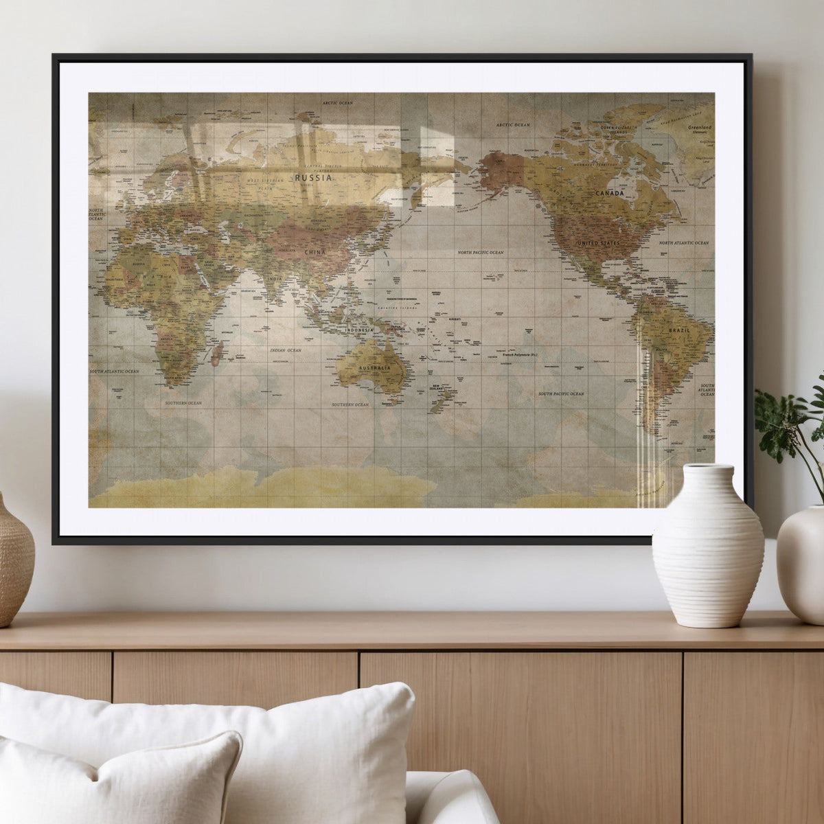 World Map Canvas Print – Detailed Map of the World Wall Art