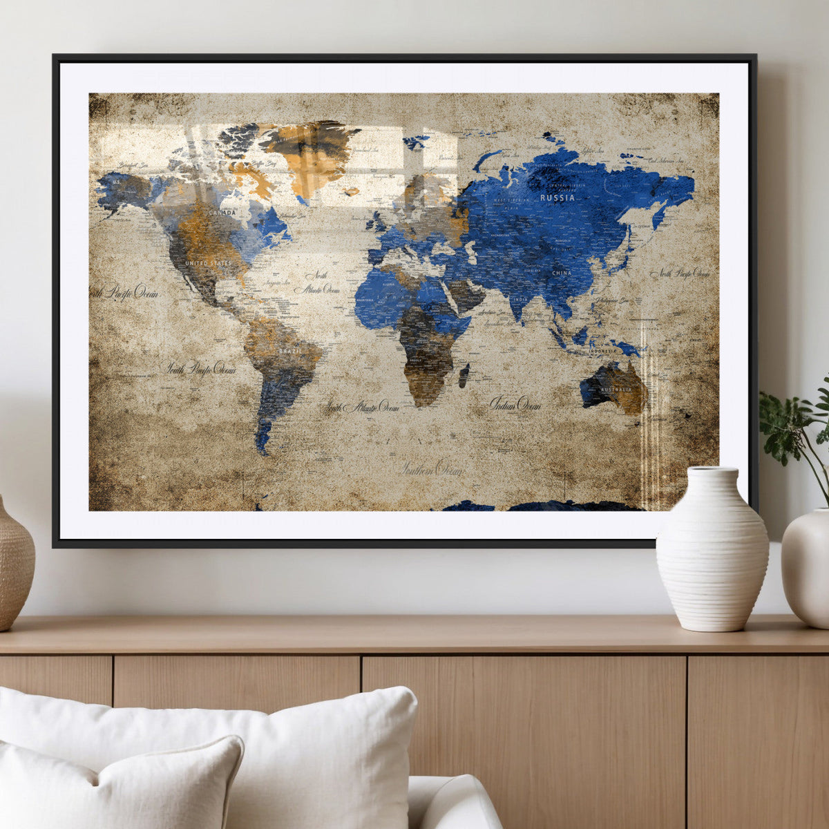 World Map Canvas Print – Colorful Abstract Travel Map,