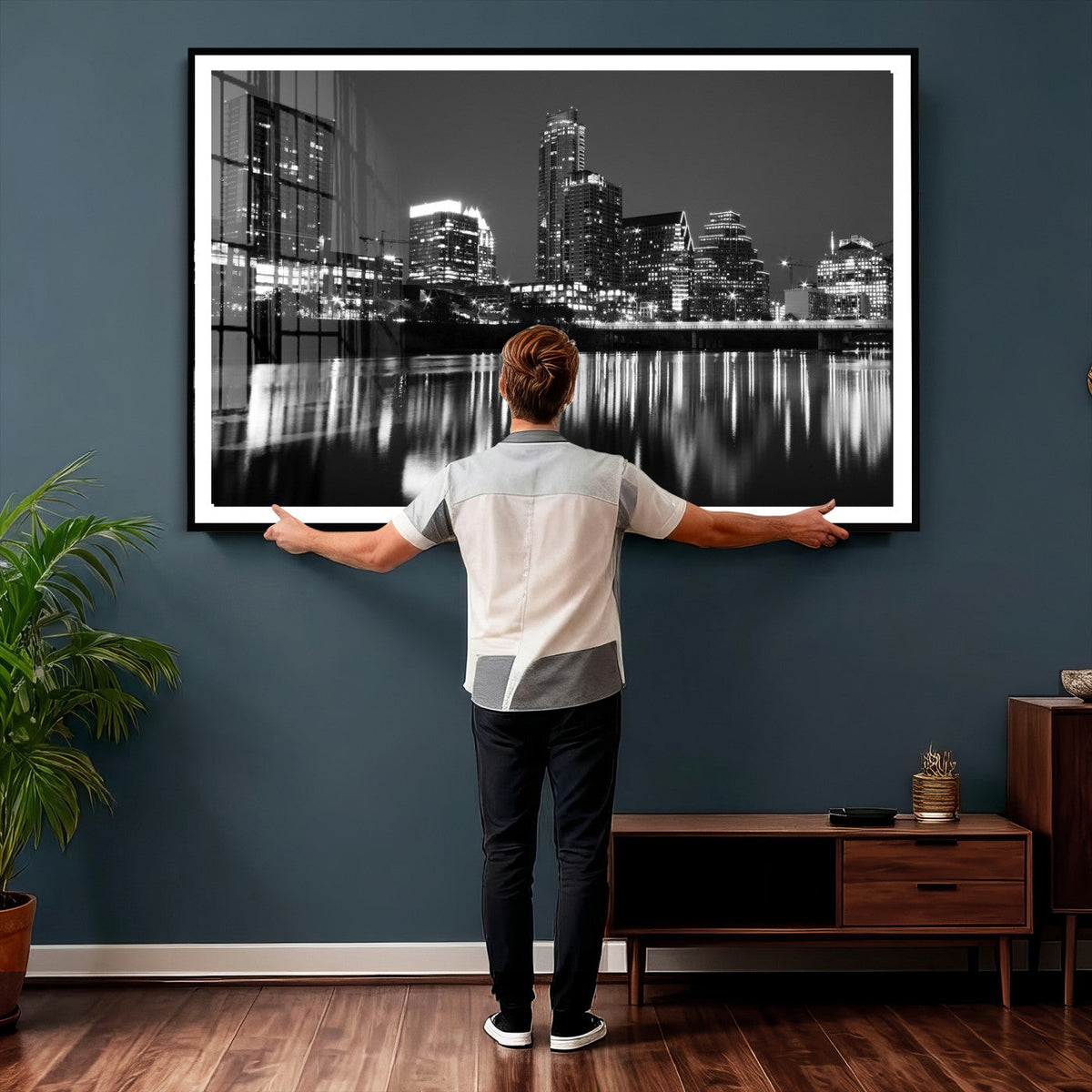 Austin Skyline Wall Art Canvas Print, Austin Downtown Night