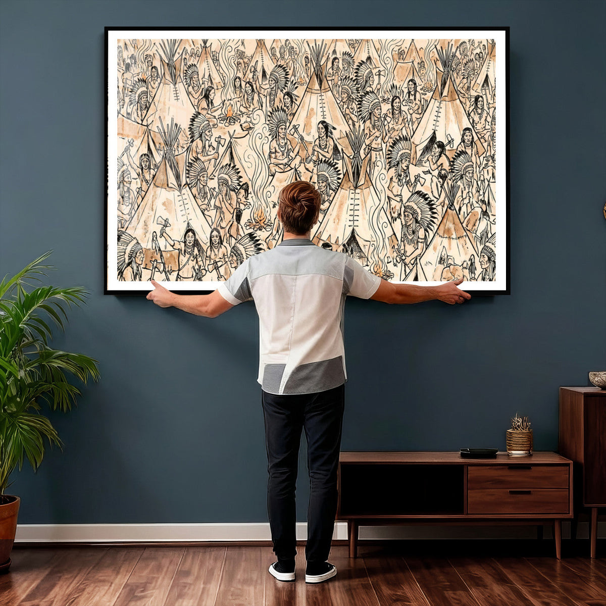Native American Indian Wall Art Canvas Print - Abstract
