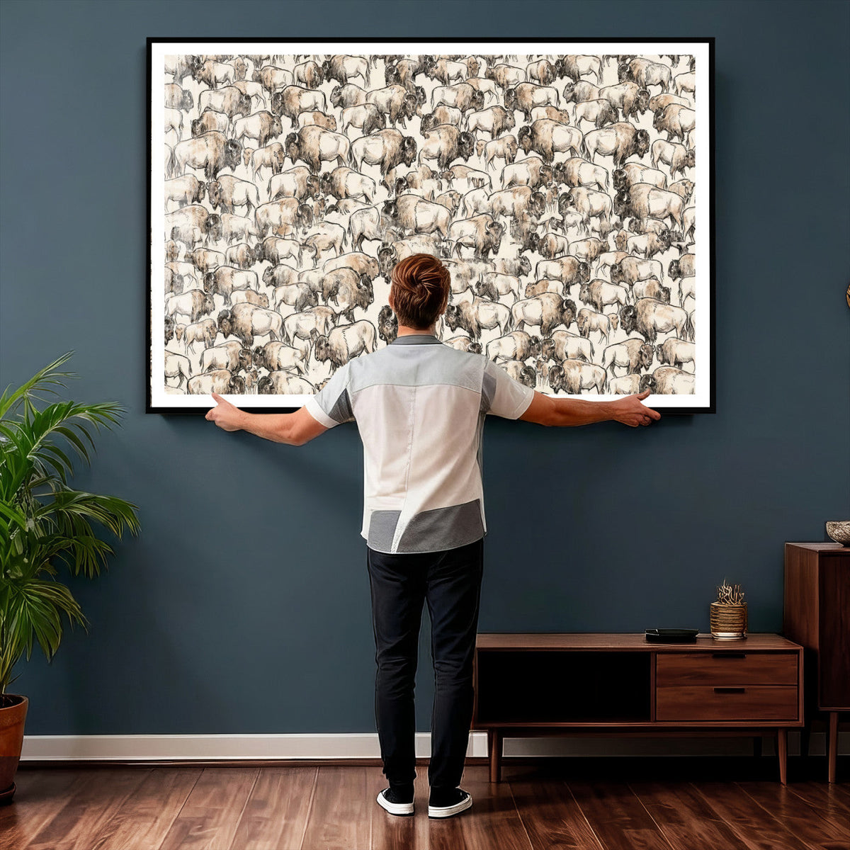 American Bison Canvas Print - Abstract Buffalo Wall Art