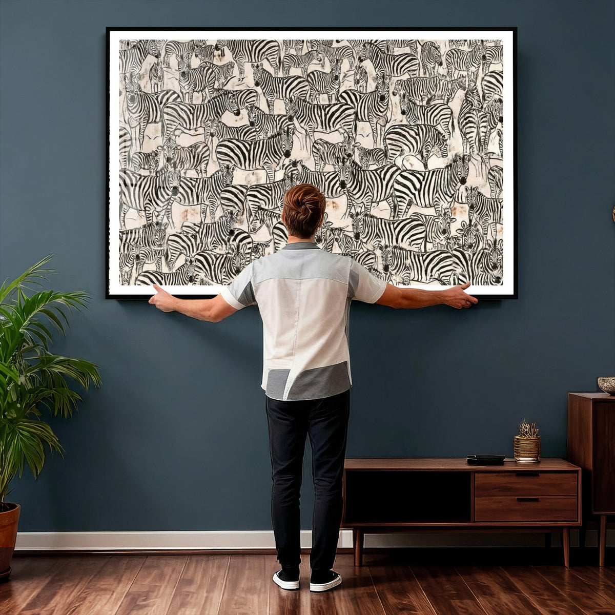 Abstract Zebra Wall Art Canvas Print for Farmhouse Decor
