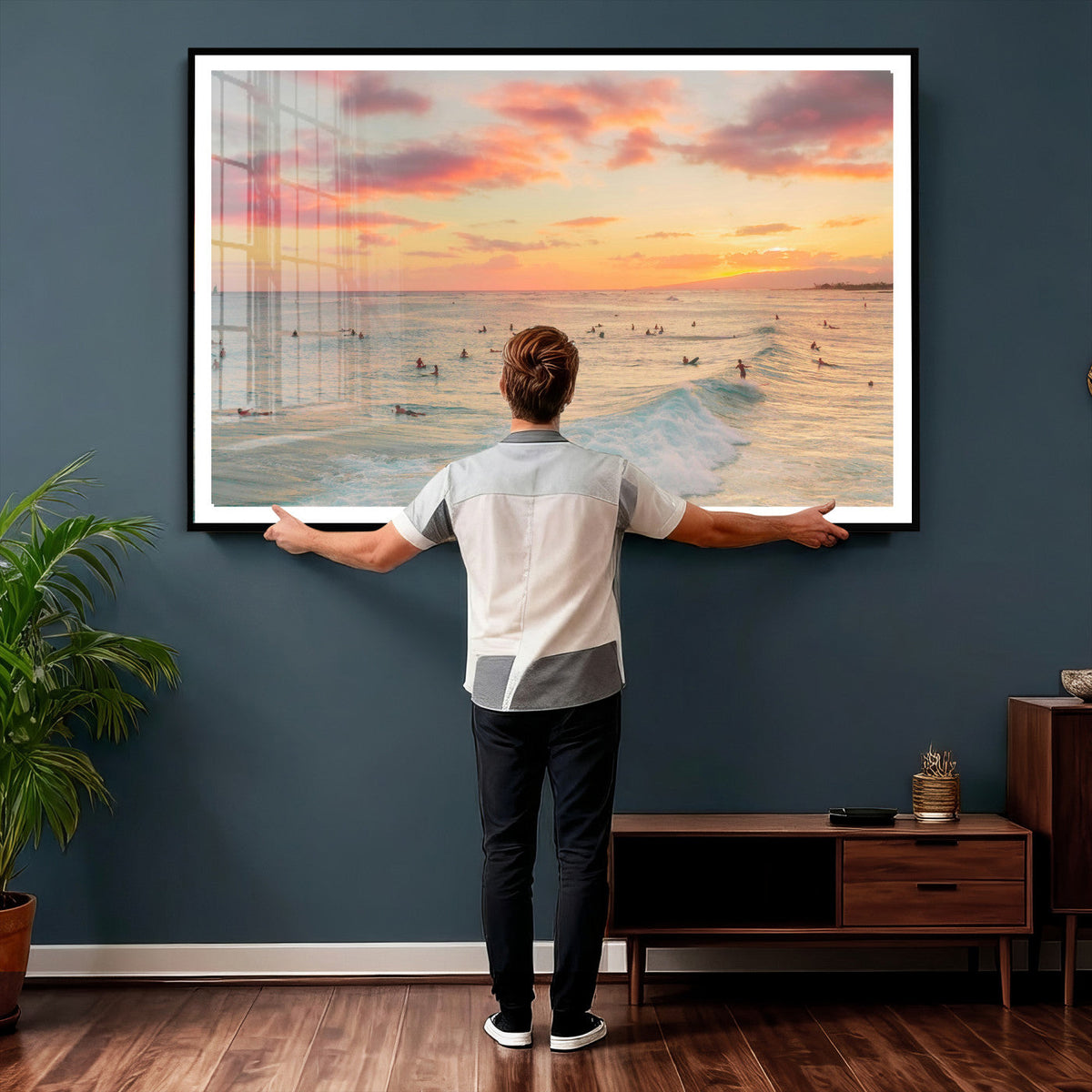 Sunset Beach Wall Art Canvas Print – Soft Coastal