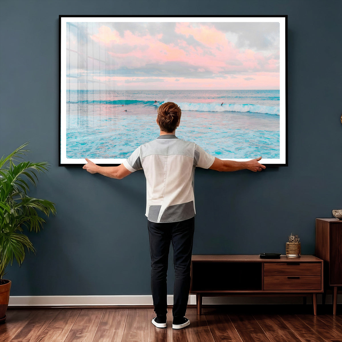 Ocean Wave Wall Art Canvas Print, Pastel Surf Seascape